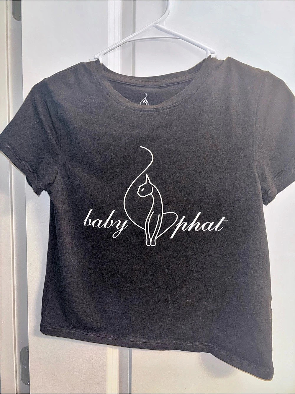Baby Phat Black Cat Logo Crop Top Baby Tee Black Medium